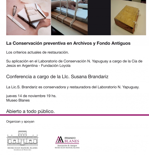 Conferencia sobre conservaci&oacute;n preventiva en archivos y fondos antiguos en el Museo Blanes.